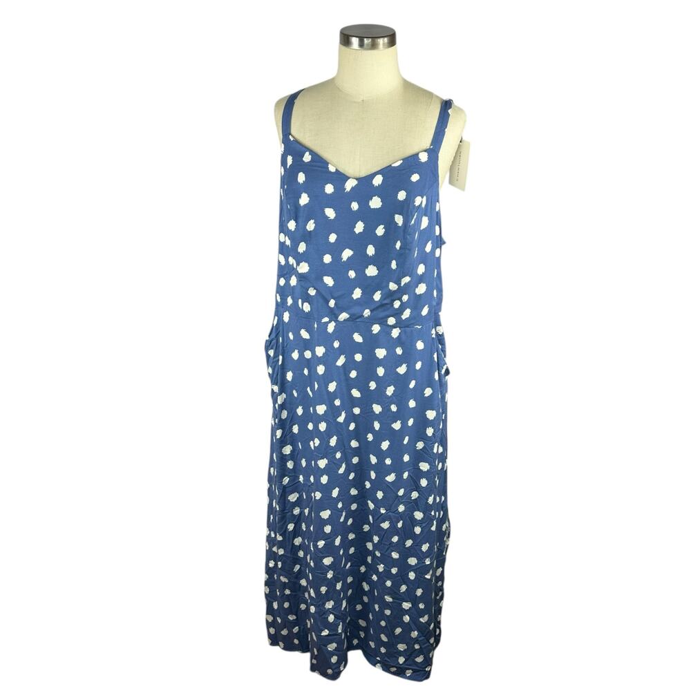 STITCH FIX 41 HAWTHORN Beatriz Maxi Dress Blue White Polka Dot Women's Size 1X